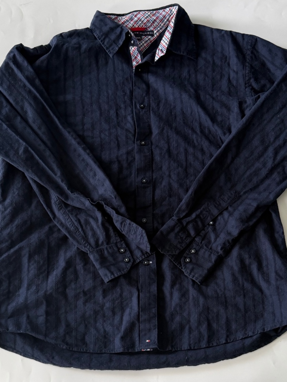 Tommy Hilfiger Button Down Shirt Navy Blue Size XL EUC